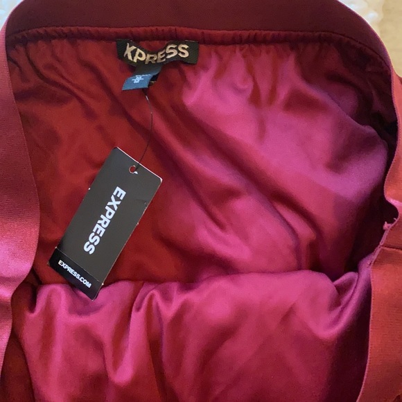 Express Red Pleated Mini Skirt - Picture 3 of 3